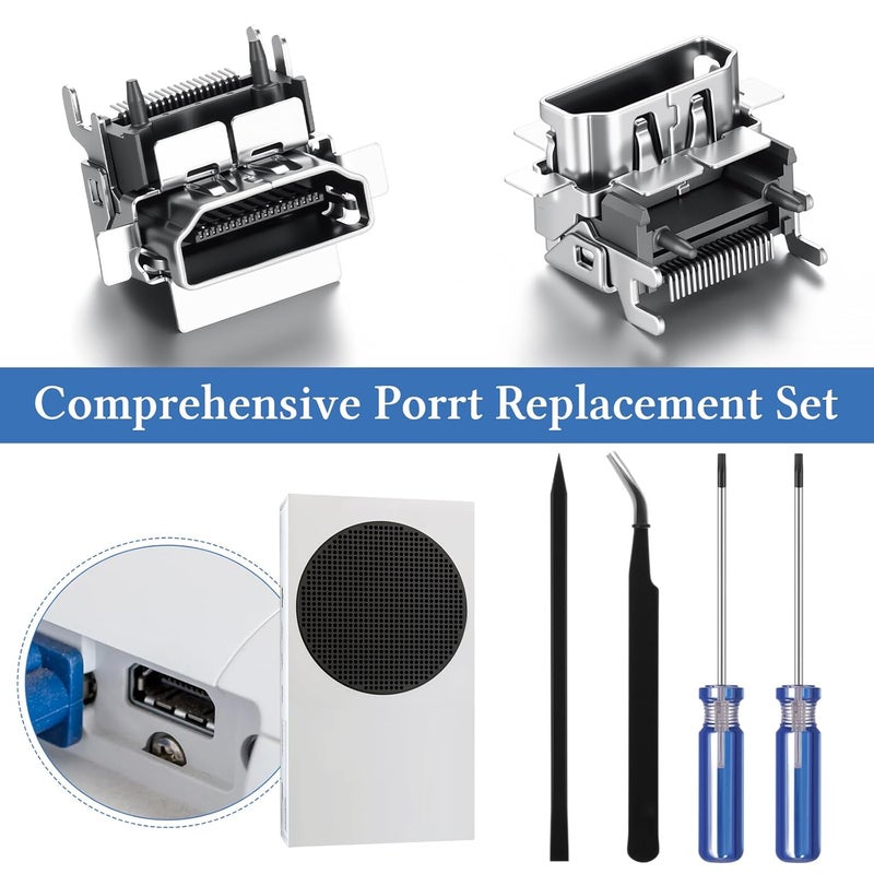 Yaocom 17 Pack Port Replacement Set Include 2 Pc Ports With 4 Pcs Repair Kit 9 Pcs Soldering Iron Kit Solder Wick Braid Compatible with XBOX One S Console Accessories Parts [video game] - Image 2